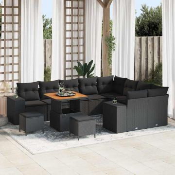 vidaXL Set de canapele pentru grădină 12 pcs Negru 80 x 80 x 71 cm
