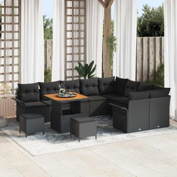 vidaXL Set de canapele pentru grădină 12 pcs Negru 80 x 80 x 71 cm