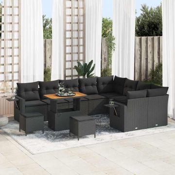 vidaXL Set de canapele pentru grădină 12 pcs Negru 90 x 55 x 71 cm