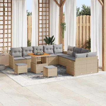 vidaXL Set de canapele pentru grădină 13 pcs Beige și gri deschis