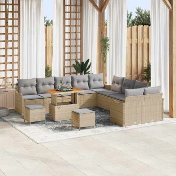 vidaXL Set de canapele pentru grădină 13 pcs Beige și gri deschis