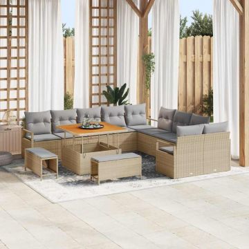 vidaXL Set de canapele pentru grădină 13 pcs Beige și gri deschis