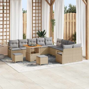 vidaXL Set de canapele pentru grădină 13 pcs Beige și gri deschis