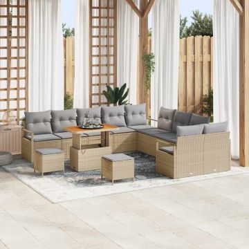 vidaXL Set de canapele pentru grădină 13 pcs Beige și gri deschis