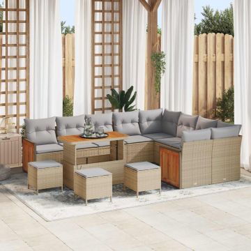 vidaXL Set de canapele pentru grădină 13 pcs Beige și gri deschis