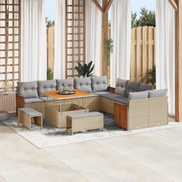 vidaXL Set de canapele pentru grădină 13 pcs Beige și gri deschis
