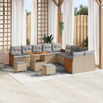vidaXL Set de canapele pentru grădină 13 pcs Beige și gri deschis