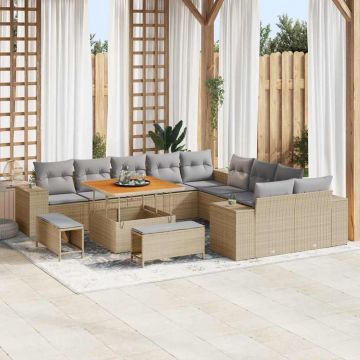 vidaXL Set de canapele pentru grădină 13 pcs Beige și gri deschis