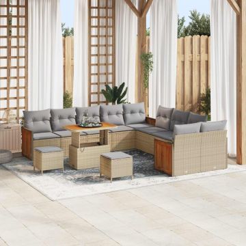 vidaXL Set de canapele pentru grădină 13 pcs Beige și gri deschis