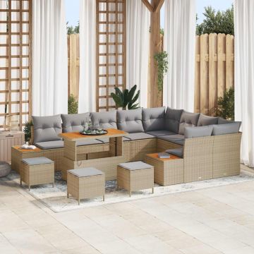 vidaXL Set de canapele pentru grădină 13 pcs Beige și gri deschis