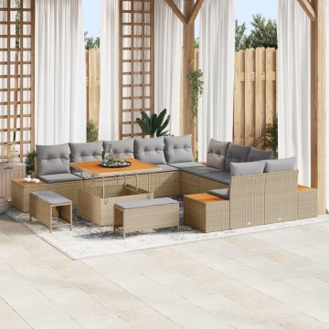 vidaXL Set de canapele pentru grădină 13 pcs Beige și gri deschis