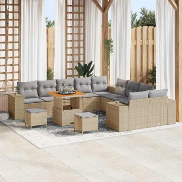 vidaXL Set de canapele pentru grădină 13 pcs Beige și gri deschis