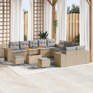 vidaXL Set de canapele pentru grădină 13 pcs Beige și gri deschis