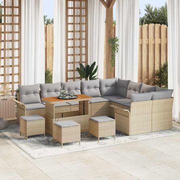 vidaXL Set de canapele pentru grădină 13 pcs Beige și gri deschis