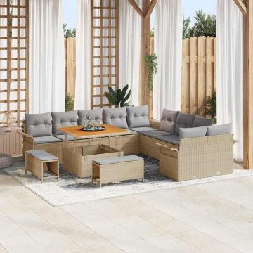 vidaXL Set de canapele pentru grădină 13 pcs Beige și gri deschis