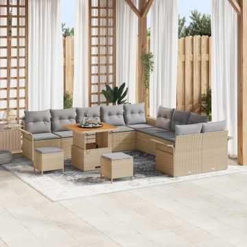 vidaXL Set de canapele pentru grădină 13 pcs Beige și gri deschis
