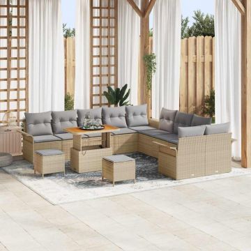 vidaXL Set de canapele pentru grădină 13 pcs Beige și gri deschis