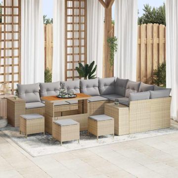 vidaXL Set de canapele pentru grădină 13 pcs Beige și gri deschis