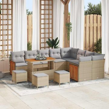 vidaXL Set de canapele pentru grădină 13 pcs bej și gri deschis