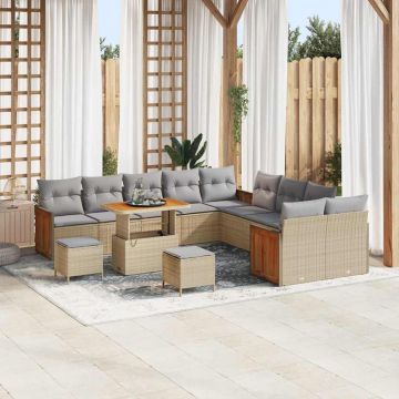 vidaXL Set de canapele pentru grădină 13 pcs bej și gri deschis