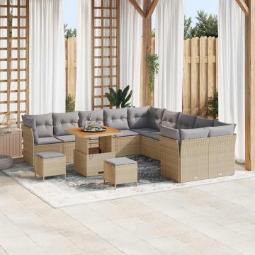 vidaXL Set de canapele pentru grădină 13 pcs bej și gri deschis