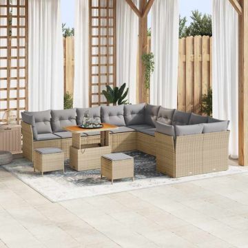 vidaXL Set de canapele pentru grădină 13 pcs bej și gri deschis