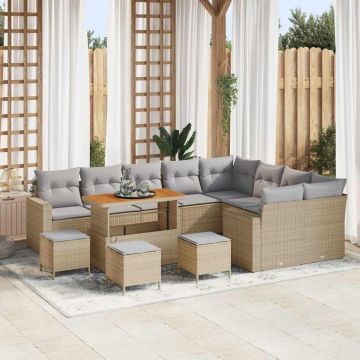 vidaXL Set de canapele pentru grădină 13 pcs bej și gri deschis