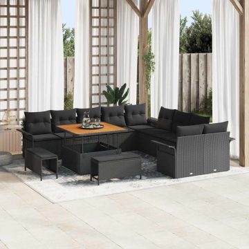 vidaXL Set de canapele pentru grădină 13 pcs Negru 100 x 100 x 71 cm
