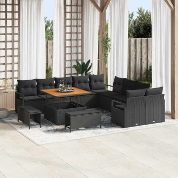 vidaXL Set de canapele pentru grădină 13 pcs Negru 100 x 100 x 71 cm