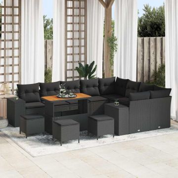 vidaXL Set de canapele pentru grădină 13 pcs Negru 110 x 55 x 71 cm