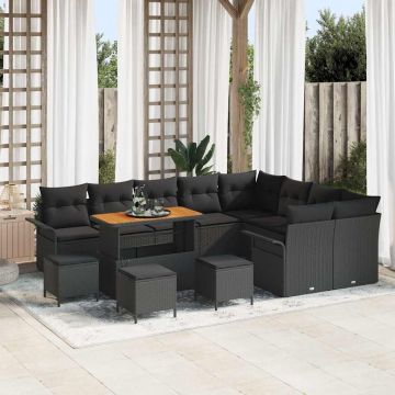 vidaXL Set de canapele pentru grădină 13 pcs Negru 110 x 55 x 71 cm