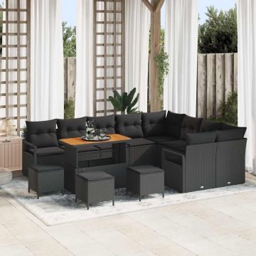 vidaXL Set de canapele pentru grădină 13 pcs Negru 110 x 55 x 71 cm