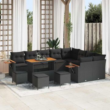 vidaXL Set de canapele pentru grădină 13 pcs Negru 110 x 55 x 71 cm