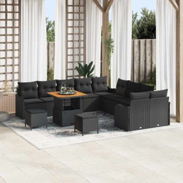 vidaXL Set de canapele pentru grădină 13 pcs Negru 80 x 80 x 71 cm