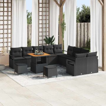 vidaXL Set de canapele pentru grădină 13 pcs Negru 80 x 80 x 71 cm