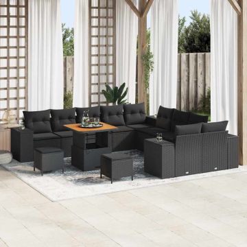 vidaXL Set de canapele pentru grădină 13 pcs Negru 80 x 80 x 71 cm