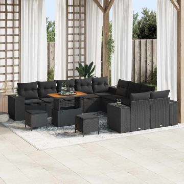 vidaXL Set de canapele pentru grădină 13 pcs Negru 90 x 55 x 71 cm