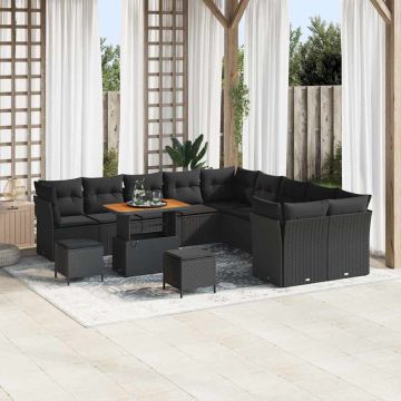 vidaXL Set de canapele pentru grădină 13 pcs Negru 90 x 55 x 71 cm
