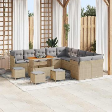 vidaXL Set de canapele pentru grădină 14 pcs bej și gri deschis