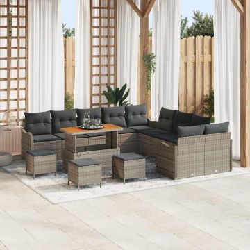 vidaXL Set de canapele pentru grădină 14 pcs Gri 110 x 55 x 71 cm