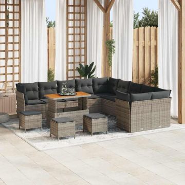 vidaXL Set de canapele pentru grădină 14 pcs Gri 110 x 55 x 71 cm