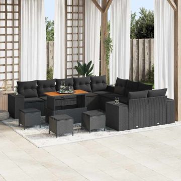 vidaXL Set de canapele pentru grădină 14 pcs Negru 110 x 55 x 71 cm