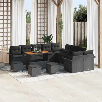 vidaXL Set de canapele pentru grădină 14 pcs Negru 110 x 55 x 71 cm
