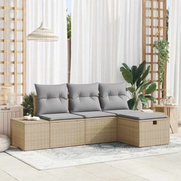 vidaXL Set de canapele pentru grădină 4 pcs Bej 55 x 62 x 69 cm
