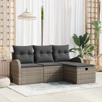vidaXL Set de canapele pentru grădină 4 pcs Gri 179 x 117 x 85 cm
