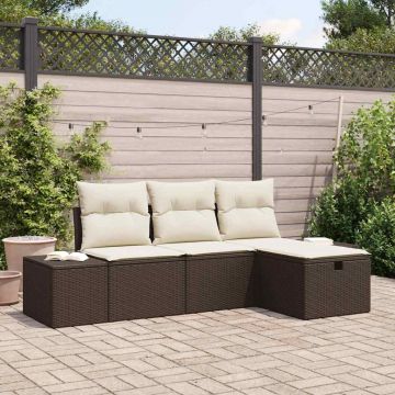 vidaXL Set de canapele pentru grădină 4 pcs Maro 55 x 62 x 69 cm