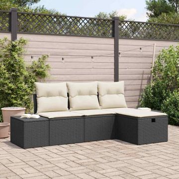 vidaXL Set de canapele pentru grădină 4 pcs Negru 55 x 62 x 69 cm