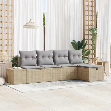 vidaXL Set de canapele pentru grădină 5 pcs Bej 55 x 62 x 69 cm