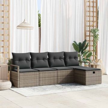 vidaXL Set de canapele pentru grădină 5 pcs Gri 230 x 117 x 85 cm