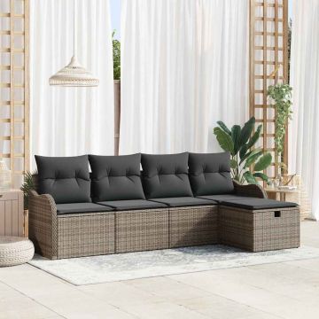 vidaXL Set de canapele pentru grădină 5 pcs Gri 231 x 117 x 85 cm